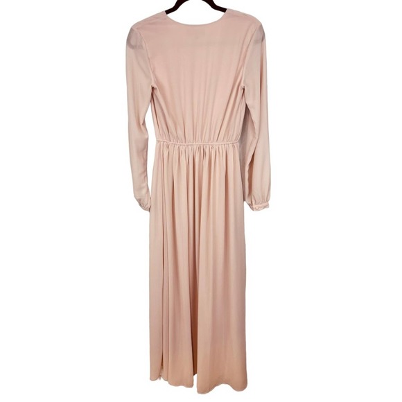 Lulu’s Wondrous Water Lilies Blush Pink Long Sleeve Maxi Dress - Picture 13 of 14
